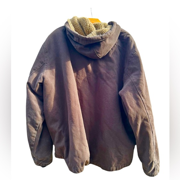 CHEROKEE Men's Duck Canvas Zip Up Hoodie Jacket with Sherpa Lining. - Picture 3 of 4